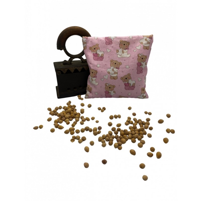 Kirschkernkissen-Set, 15×15 cm, Bärchen rosa rose inkl. zusätzlicher Außenhülle