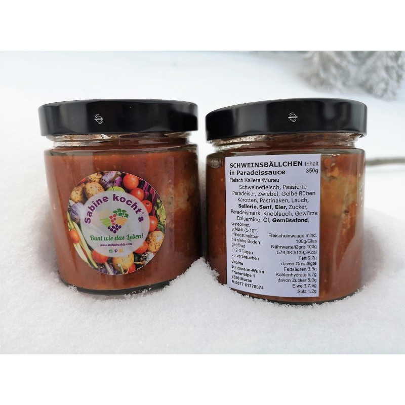 Schweinsbällchen in Paradeis-(Tomaten) Sauce