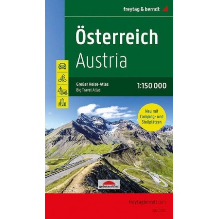 Österreich, Autoatlas 1:150.000, Großer Reise-Atlas mit Camping und Caravaning